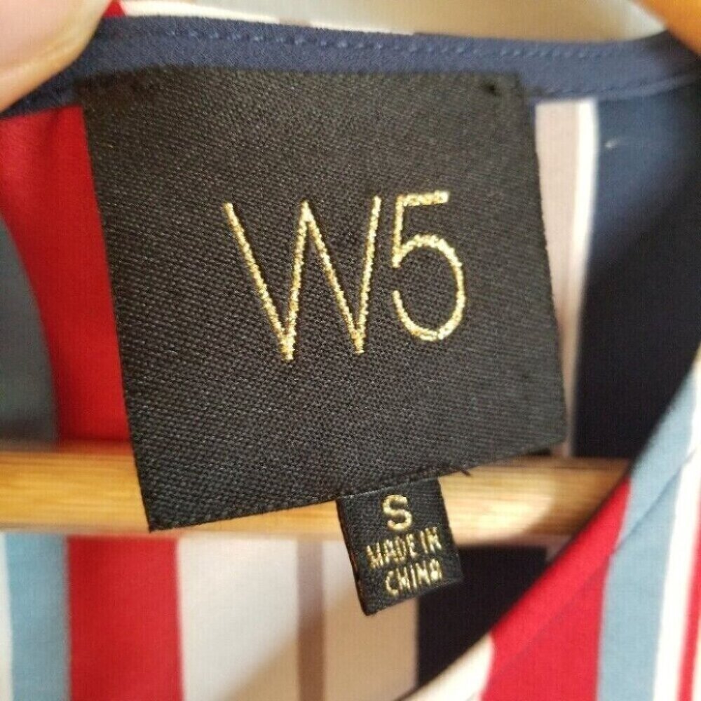 W5 Anthropologie Red White Blue Tan Striped Blouse Women's Size Small - Picture 12 of 12